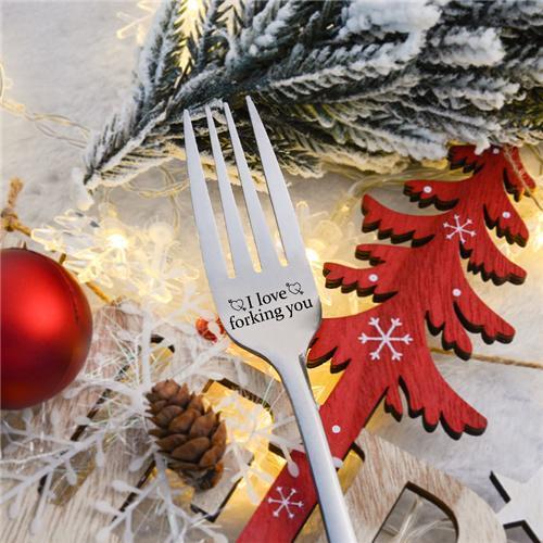 Gegraveerde vork geschenk