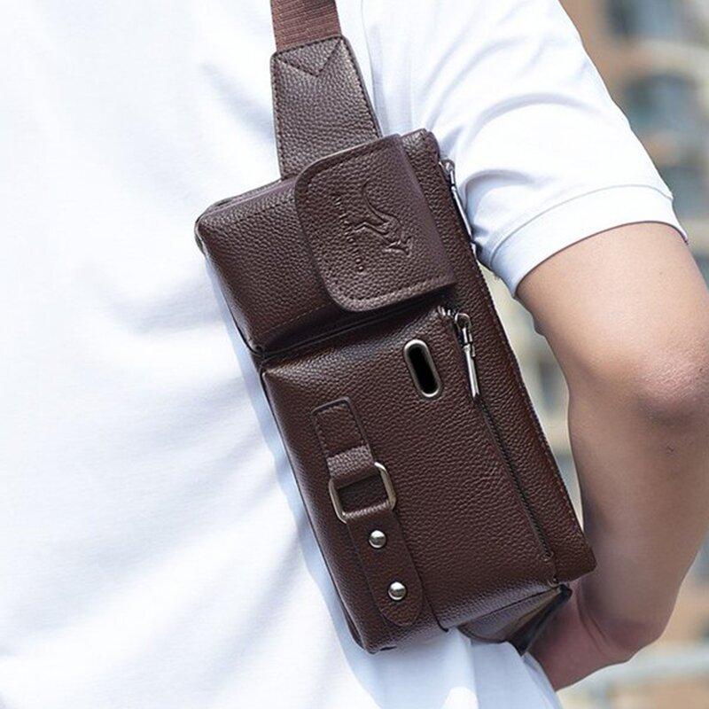 Schoudertas van echt leer voor heren