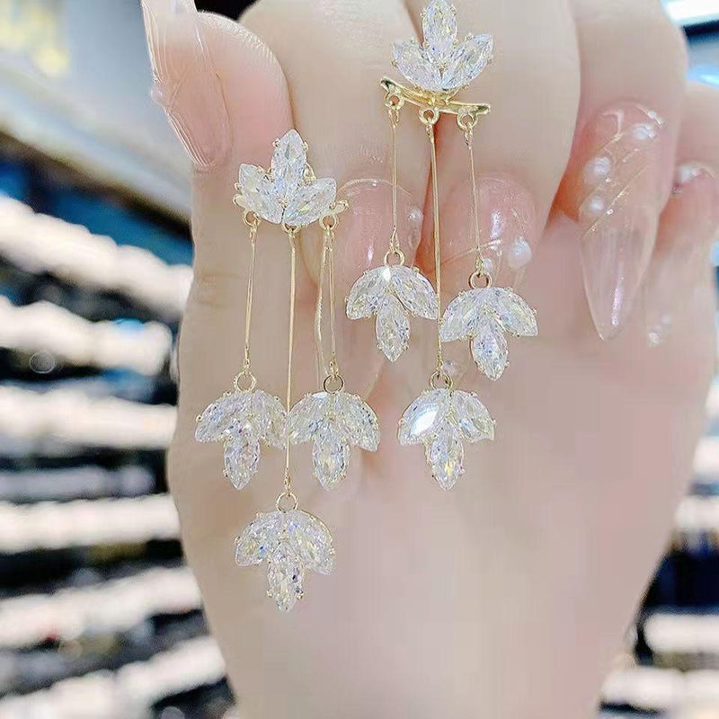 Kristallen esdoornblad oorbellen