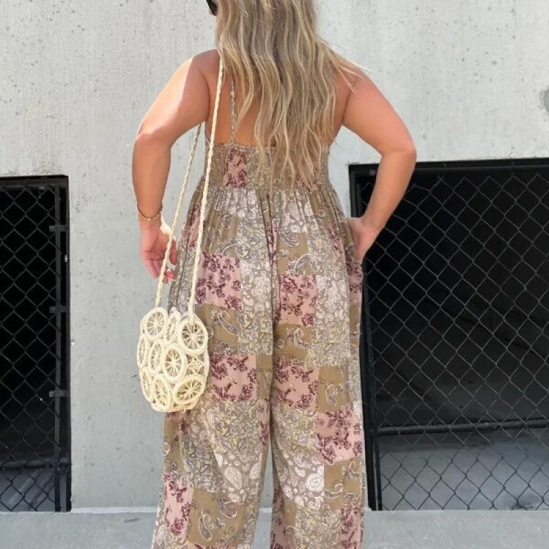Bedrukte losse hemdjumpsuit