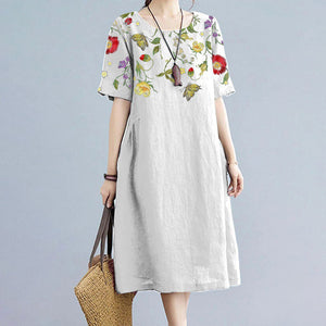 Bedrukte losse jurk met korte mouwen