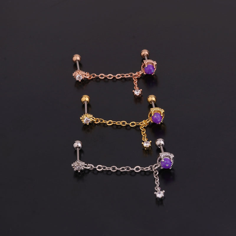 Mysterie paarse opaal ketting oorbel