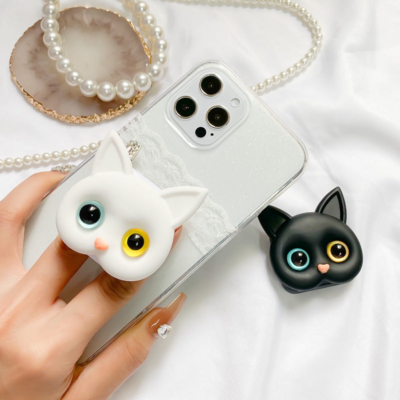 3D schattige kitten telefoonhouder met mini spiegel