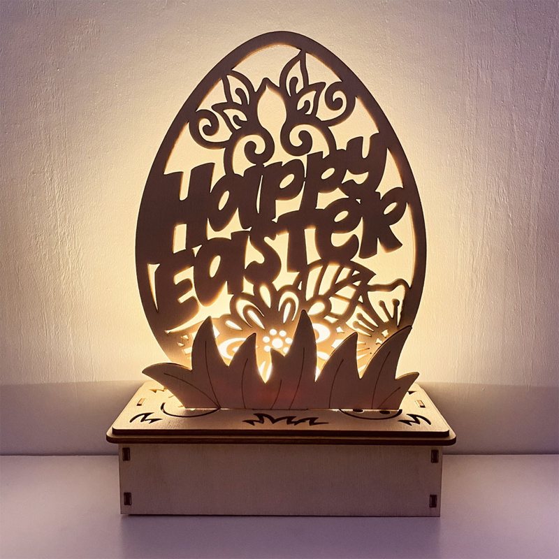 Houten doe-het-zelf-ornament in eivorm