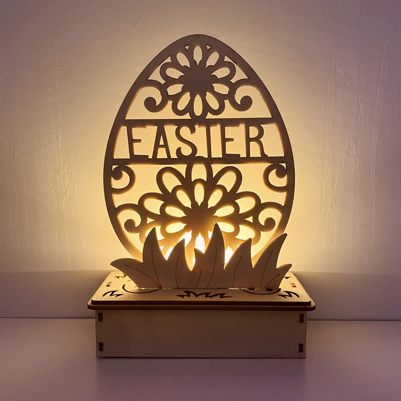 Houten doe-het-zelf-ornament in eivorm