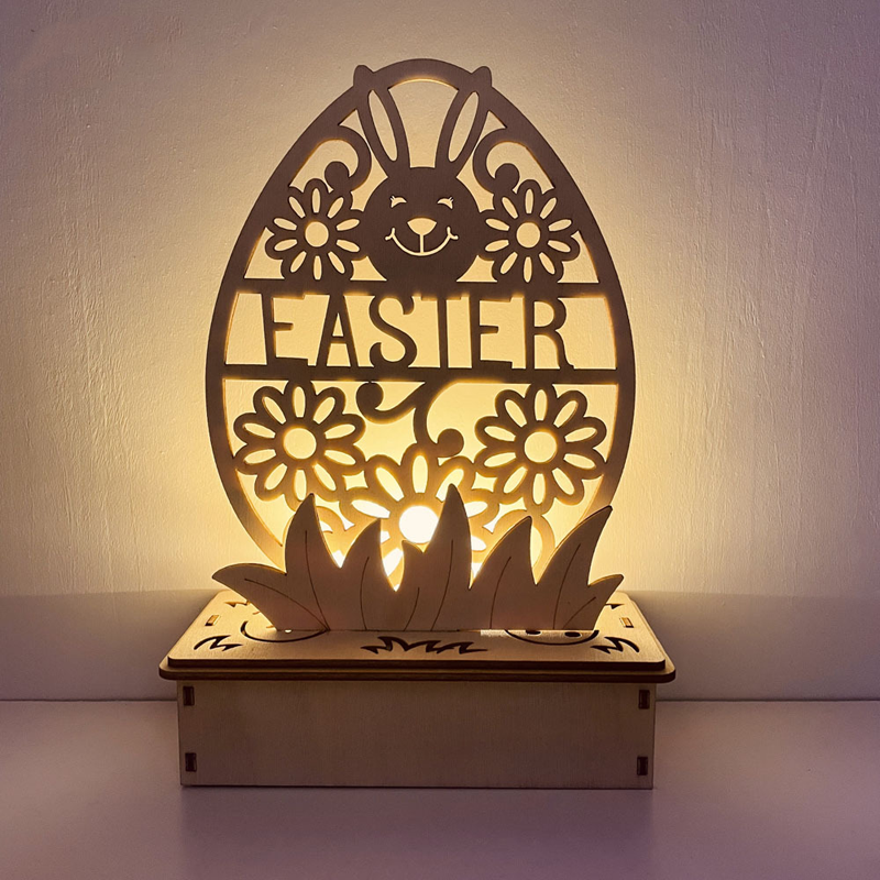Houten doe-het-zelf-ornament in eivorm