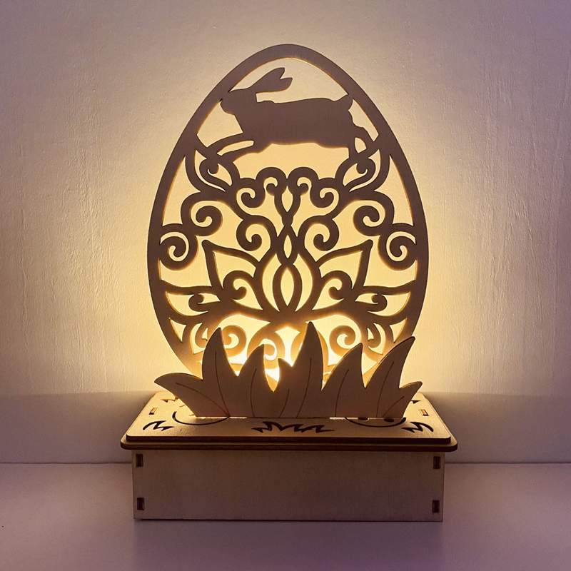 Houten doe-het-zelf-ornament in eivorm