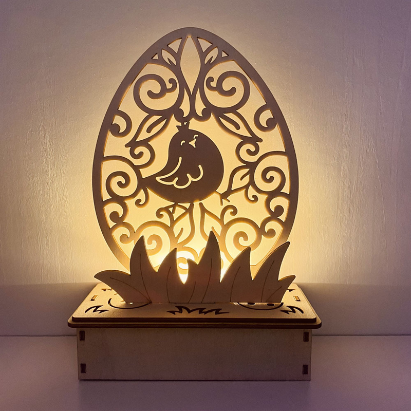 Houten doe-het-zelf-ornament in eivorm