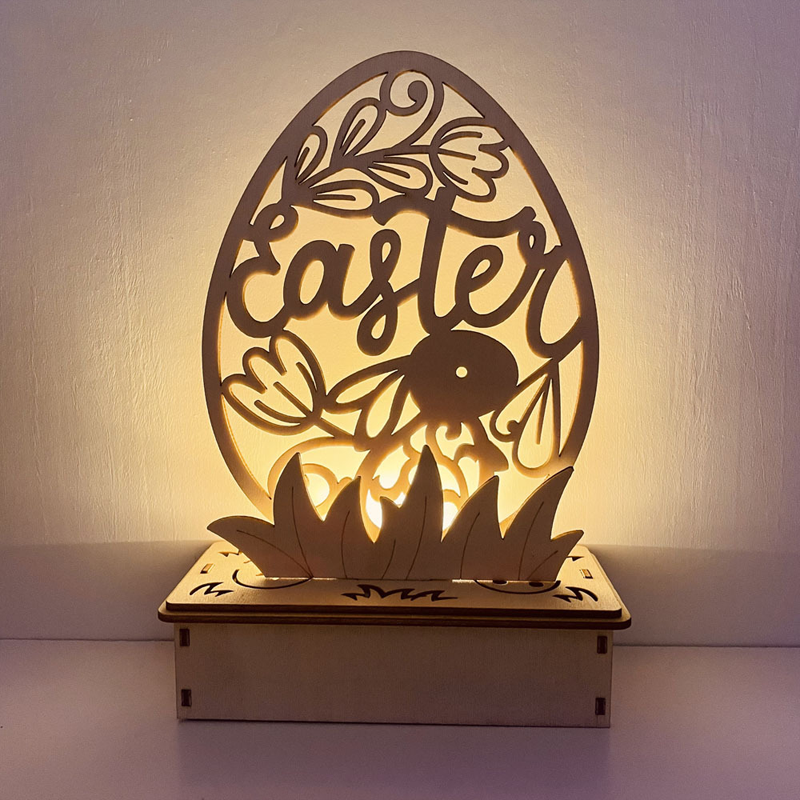 Houten doe-het-zelf-ornament in eivorm