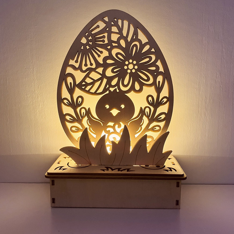 Houten doe-het-zelf-ornament in eivorm