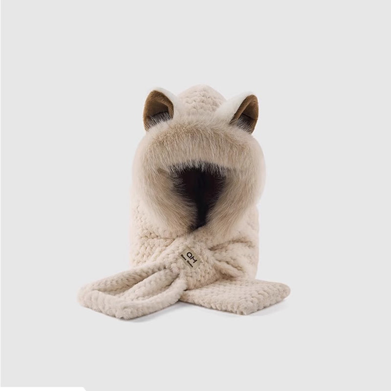 Schattige Fox Ears 2-in-1 muts en sjaal