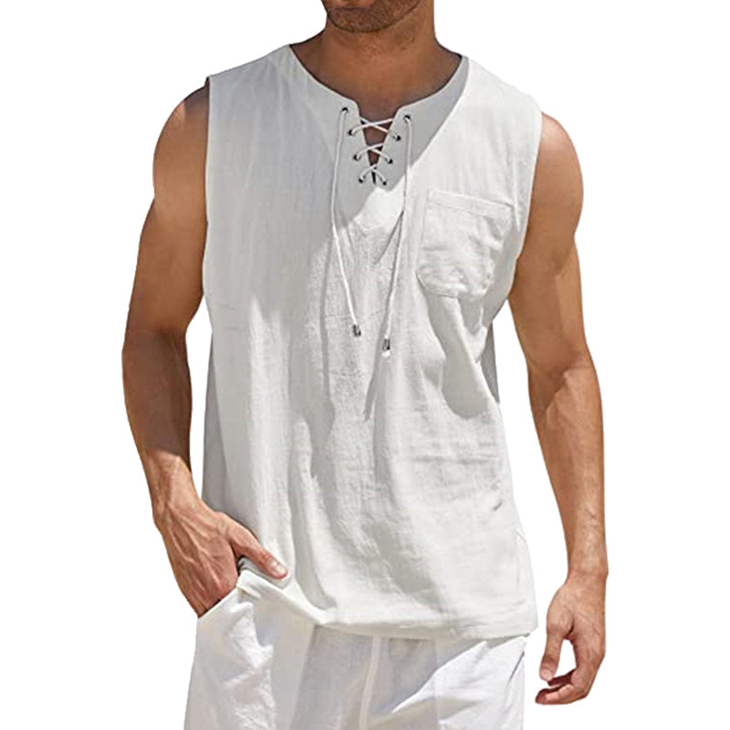 Effen kleur vest met trekkoord voor heren