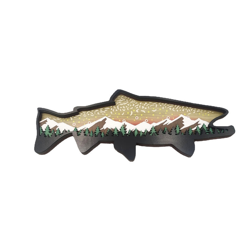 Houten Forel Kunst Landschap Muur Decor