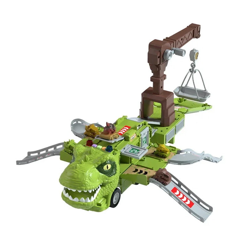 Nieuwe dinosaurus-transformerende technische vrachtwagenbaanspeelgoedset