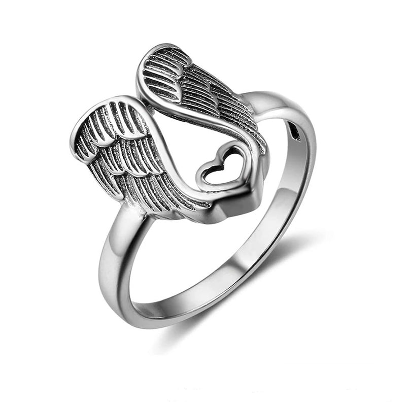 Sterling zilveren ring met engelen hart