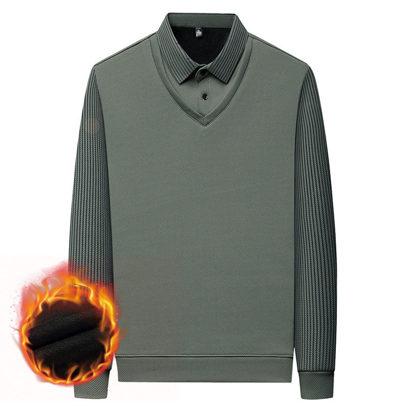 Nep tweedelig overhemd met gestreepte revers