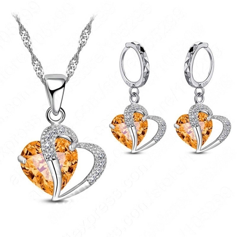Hart Design Zirkoon Ketting Hanger Oorbellen Sets