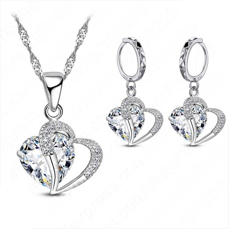 Hart Design Zirkoon Ketting Hanger Oorbellen Sets