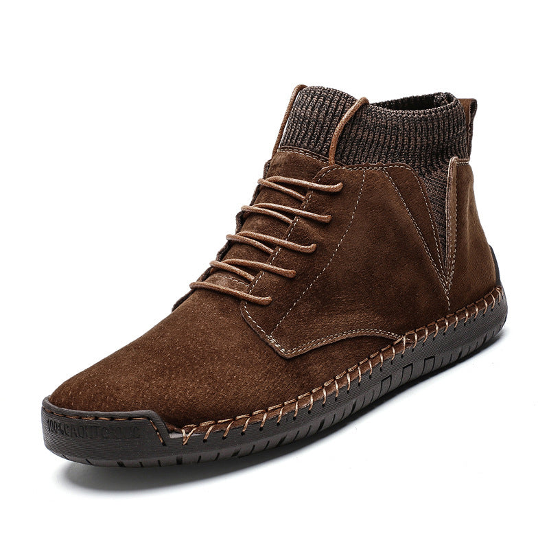 Handgestikte halfhoge heren schoenen
