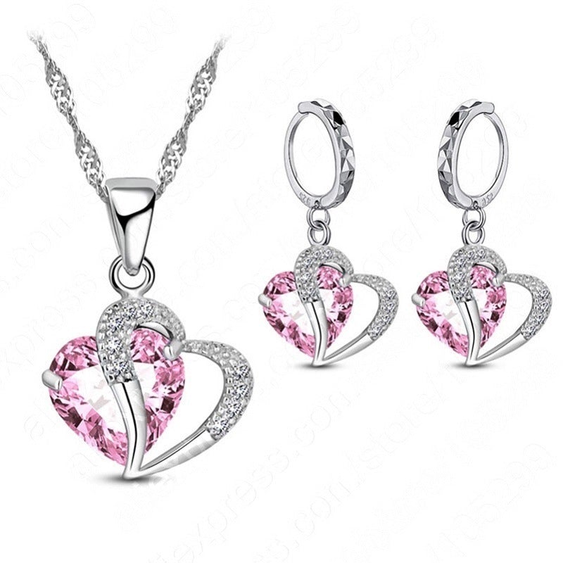 Hart Design Zirkoon Ketting Hanger Oorbellen Sets