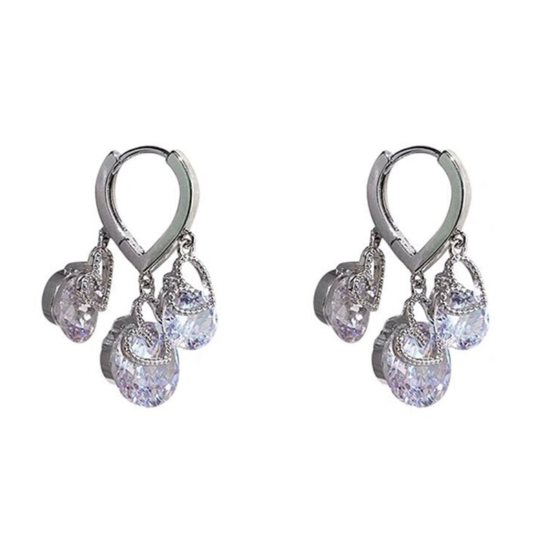 Hart Zirkoon Drop Ear Gespen Oorbellen