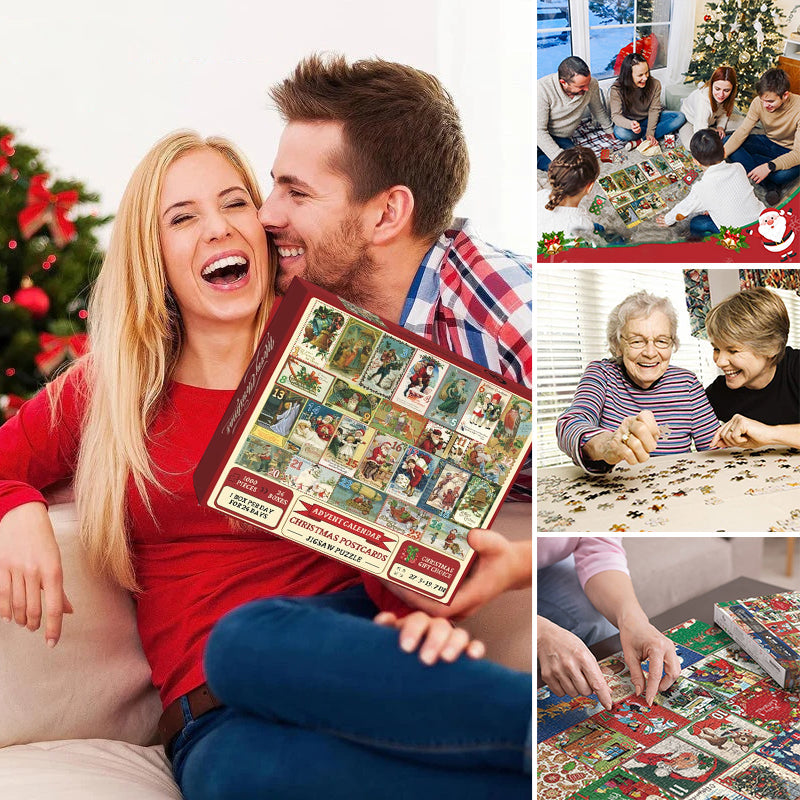 Kerstkaarten Adventskalender Legpuzzel 1000 stukjes
