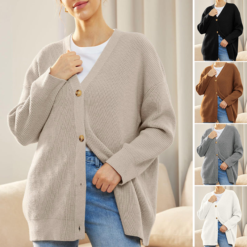Casual Solid Color Sweaters Cardigan