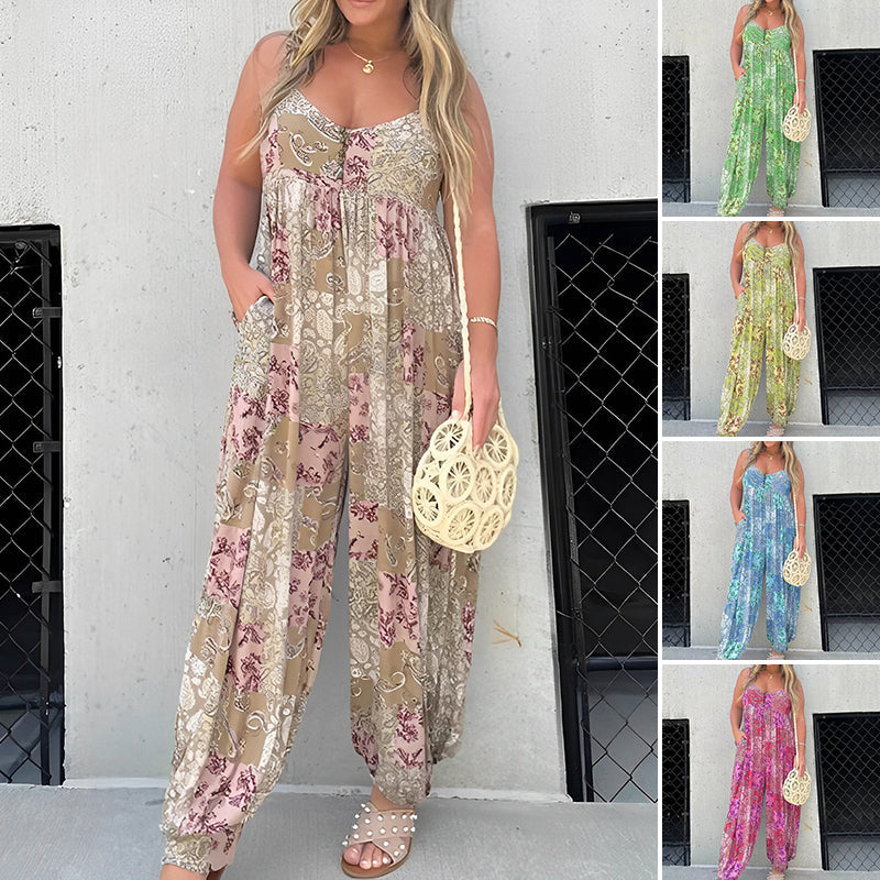 Bedrukte losse hemdjumpsuit
