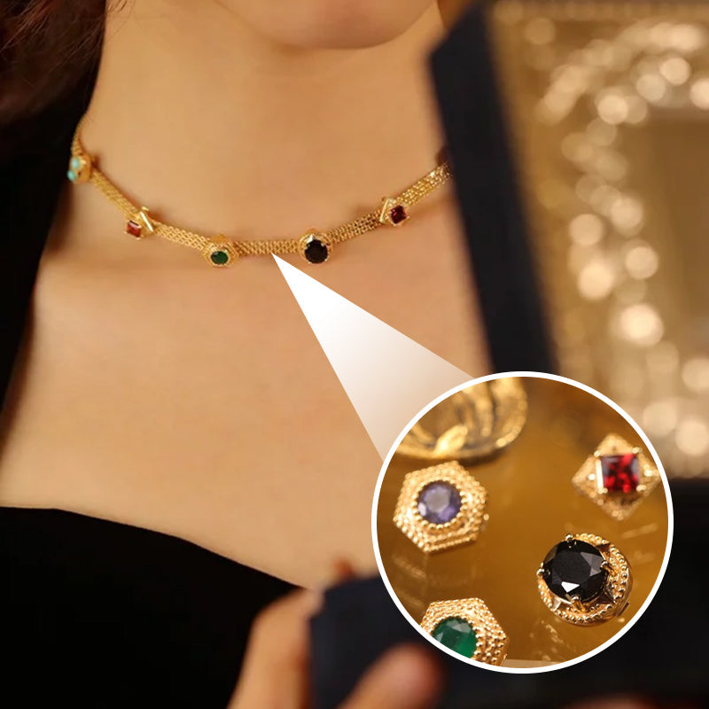 Vintage gekleurde zirkoon ketting