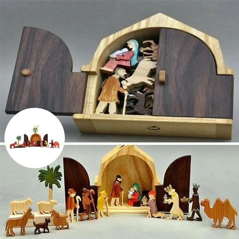 Het Kerst verhaal Unieke kerststal Houten kerststal