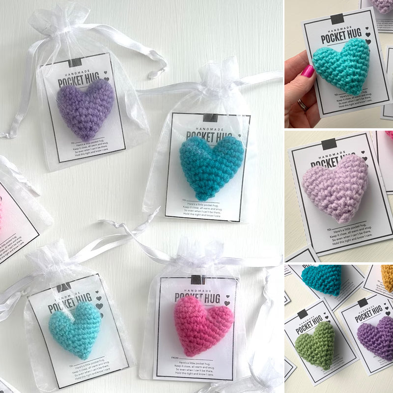 Pocket knuffel gehaakt hart klein geschenk