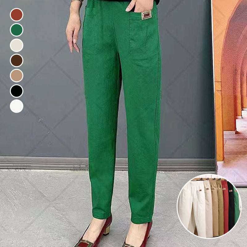 Katoenen broek met elastische taille voor dames