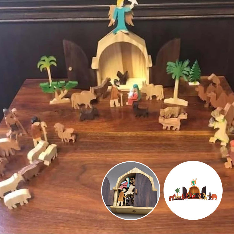 Het Kerst verhaal Unieke kerststal Houten kerststal