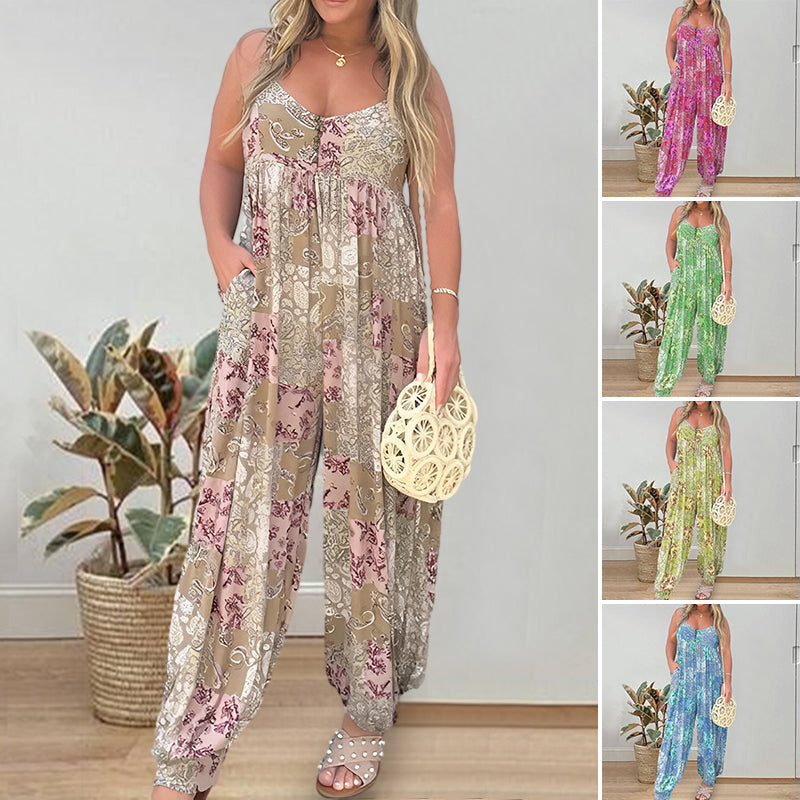 Bedrukte losse hemdjumpsuit