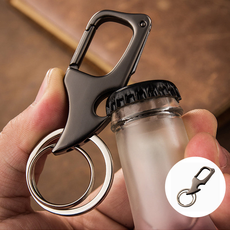 Multifunctionele hangende flesopener metalen dubbele ring sleutelhanger