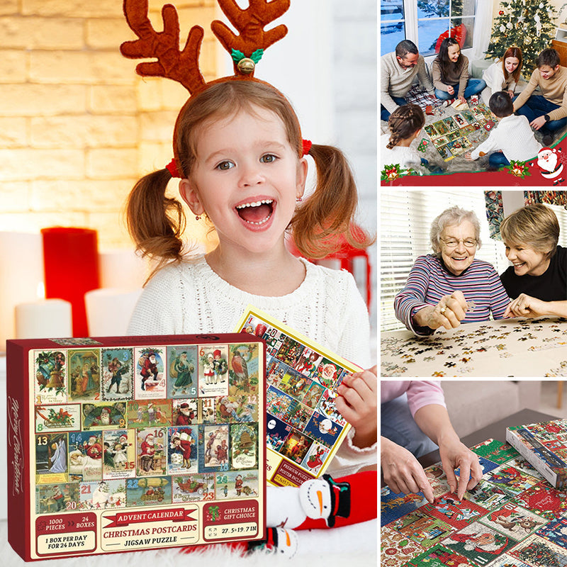 Kerstkaarten Adventskalender Legpuzzel 1000 stukjes