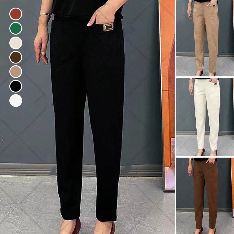 Katoenen broek met elastische taille voor dames