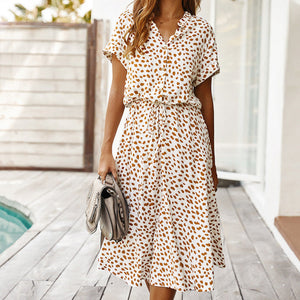 V-neck polka dot dress