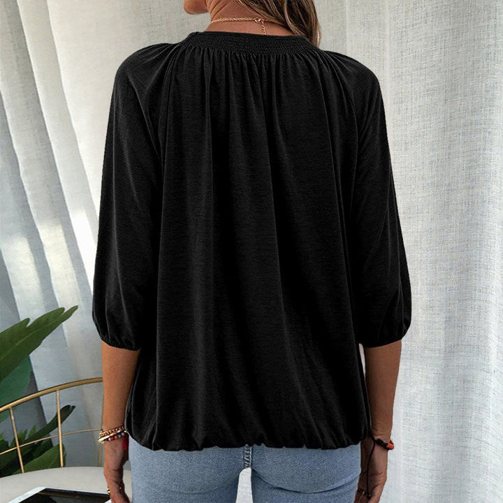 T-shirt met ronde hals en driekwart mouwen