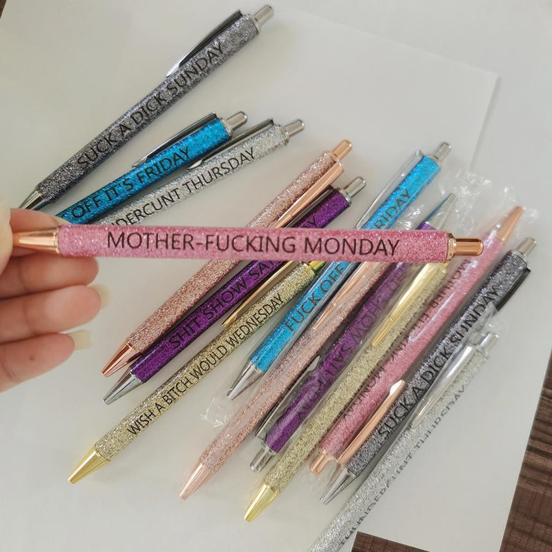 Swear Word Daily Pen Set (7cs * grappige zwarte inktpennen)