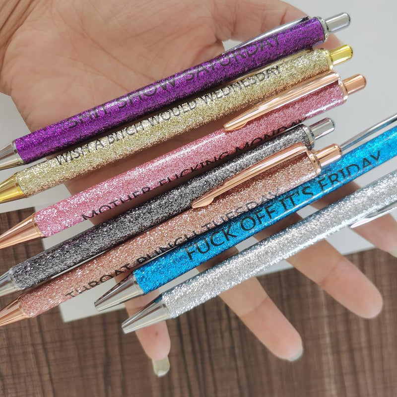 Swear Word Daily Pen Set (7cs * grappige zwarte inktpennen)
