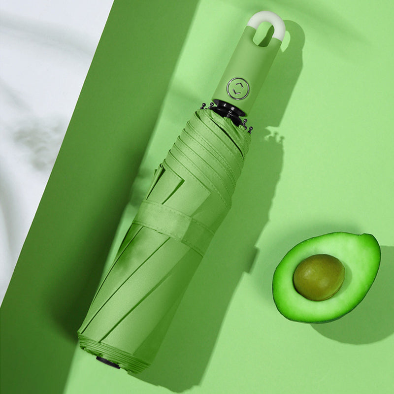 Drievoudige, zelfopenende en intrekbare paraplu met gesp