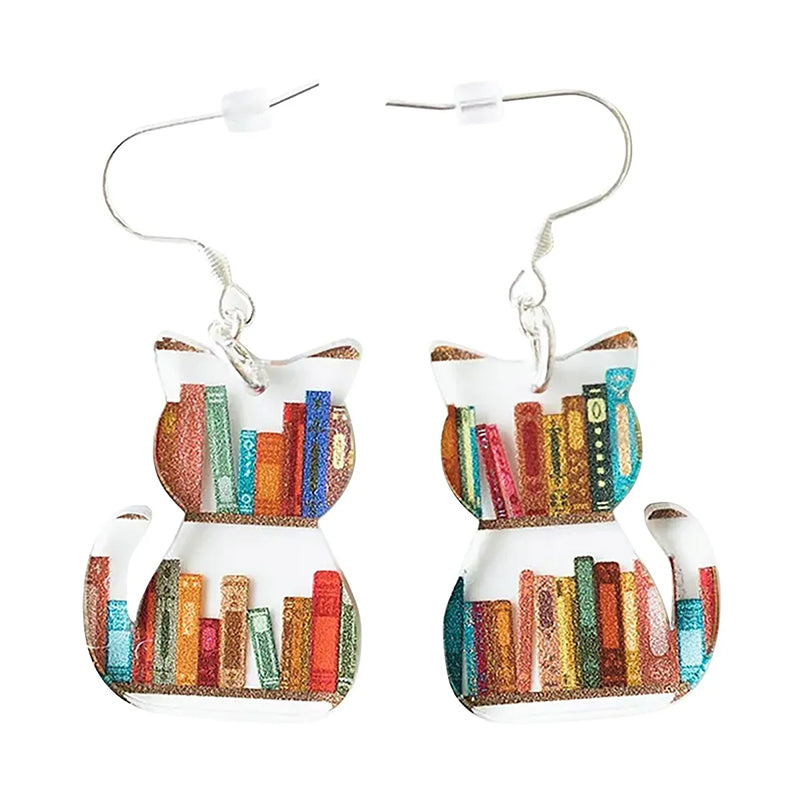 Kat Oorbellen Met Boeken