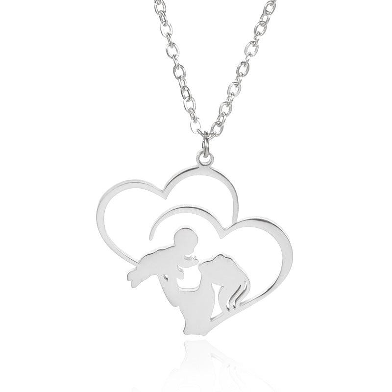 Moeder en baby hart ketting