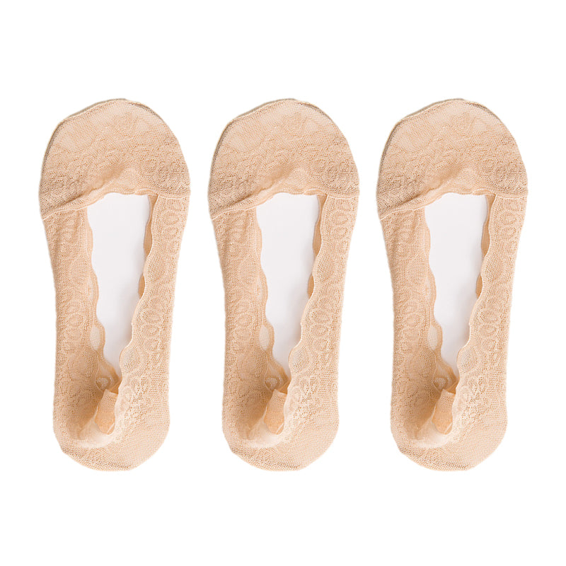 【3 paar】 Kanten No Show-voeringsokken voor dames