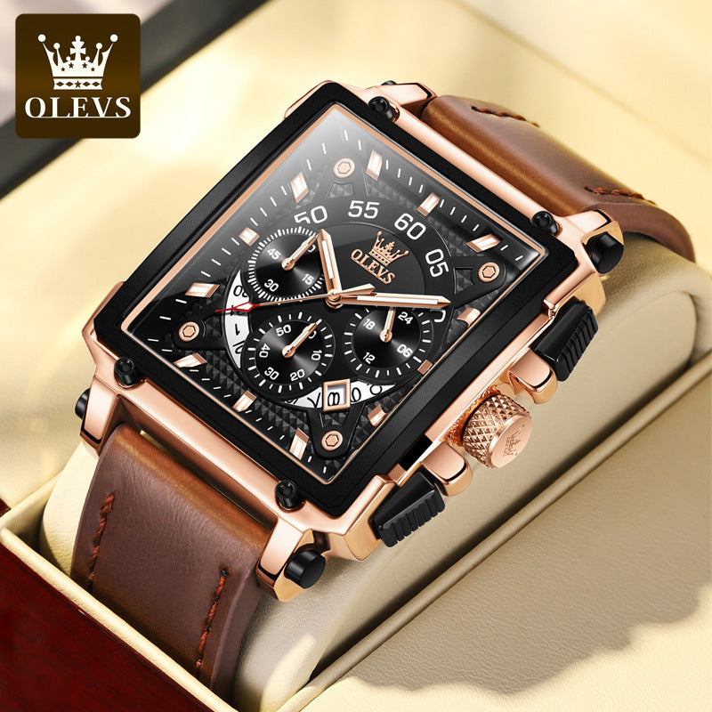 Lichtgevend Luxe Square Business Quartz horloge