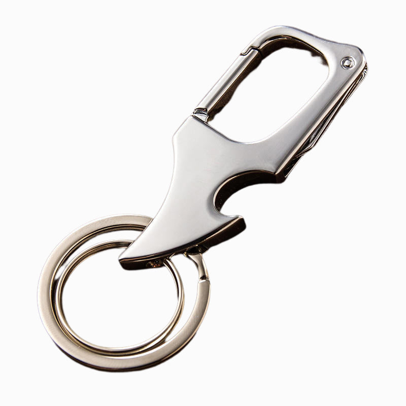 Multifunctionele hangende flesopener metalen dubbele ring sleutelhanger