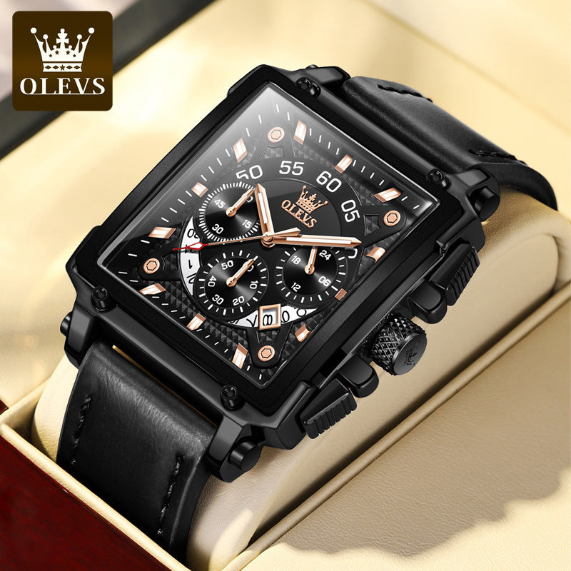 Lichtgevend Luxe Square Business Quartz horloge