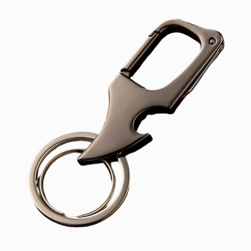 Multifunctionele hangende flesopener metalen dubbele ring sleutelhanger