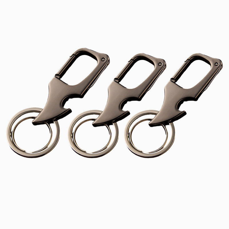 Multifunctionele hangende flesopener metalen dubbele ring sleutelhanger